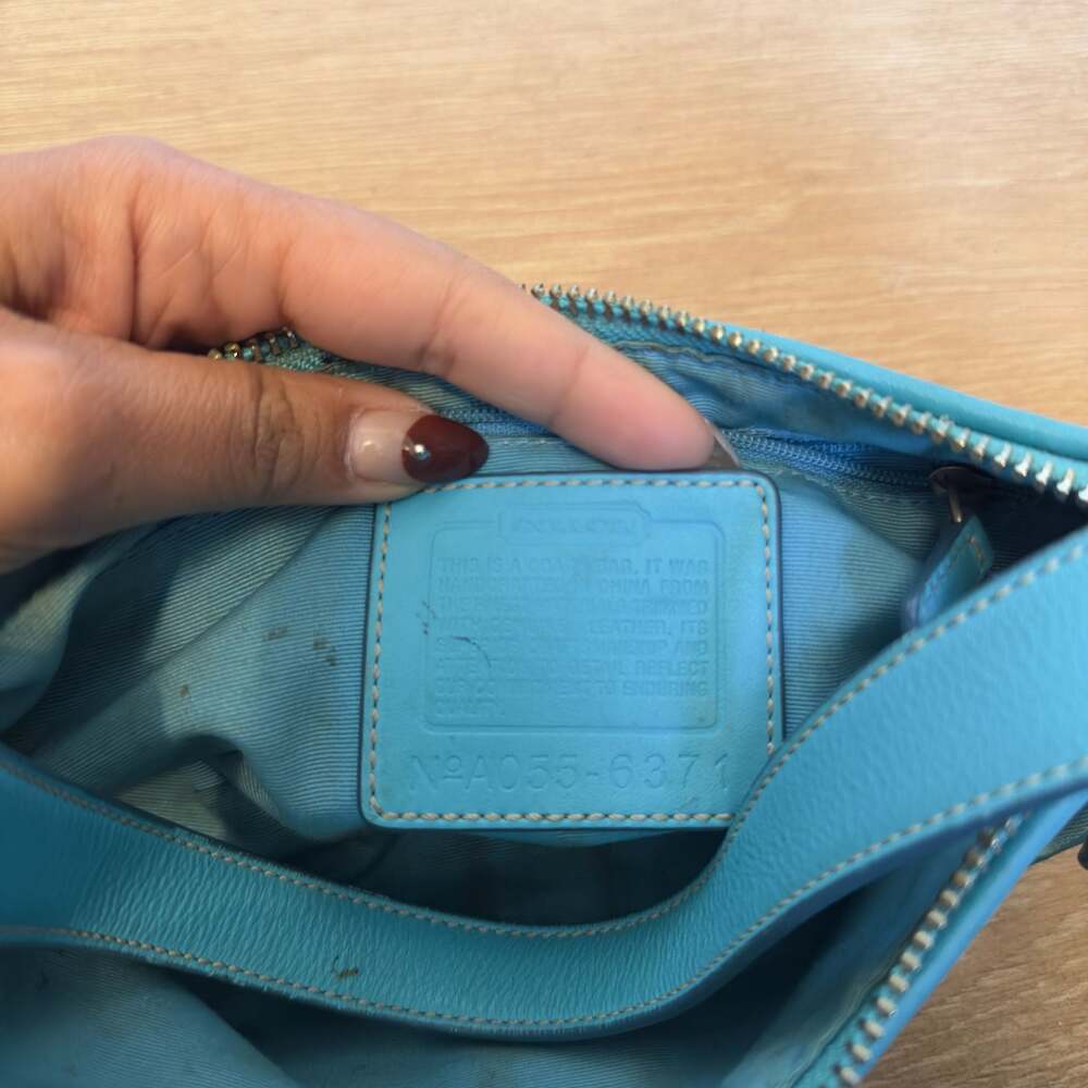 Coach Turquoise Signature Canvas Shoulder Bag - Picture 6 of 6